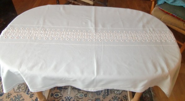 M592M Blue Tablecloth Hardanger